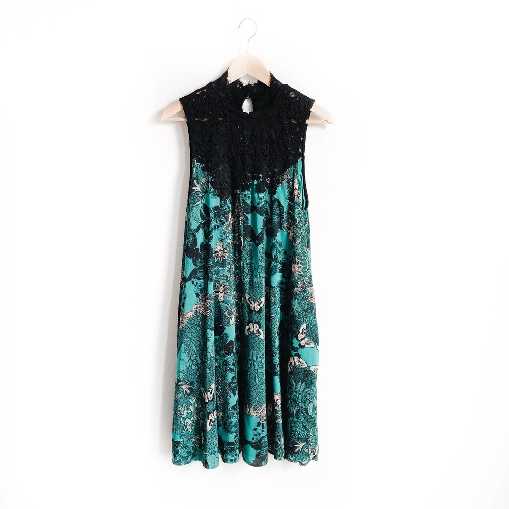 Anthro Maeve Silk Blend Butterfly Swing Dress